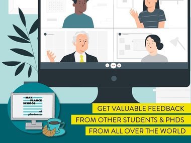 Banner with the inscription "Get valuable feedback from other students & PhDs from all over the world"