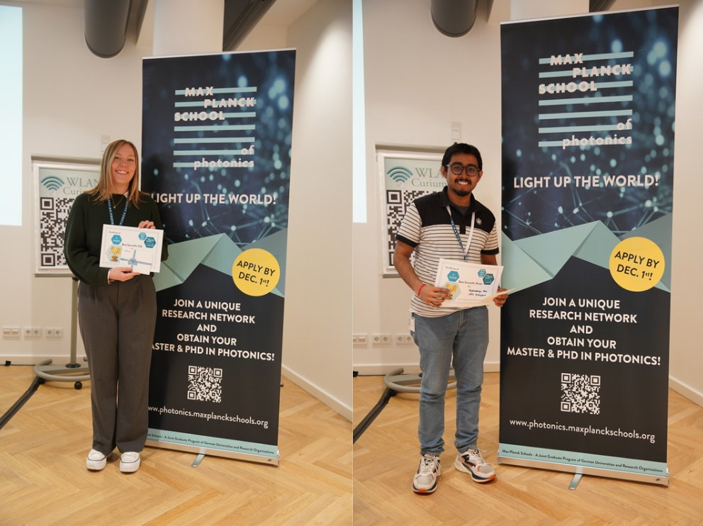 Winners of best poster and best presentation awards: Arghadeep Pal and Josephine Spiegelberg